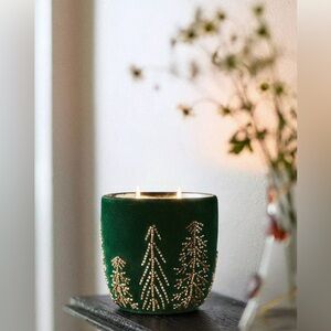 Anthropologie Velvet Forest Woody Juniper & Cedar Glass Candle | Medium | NIB